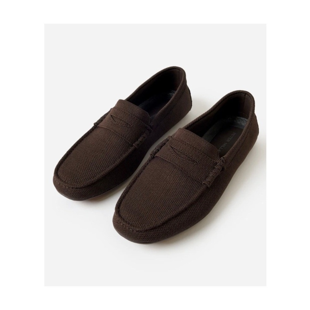 Peter Millar Crown Cruise Knit Driver Loafers Brown Slip On Shoes Size 9